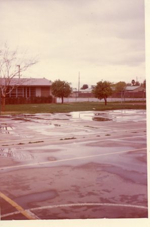 Grandview, basketball courts, after rain