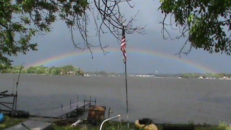 Full rainbow on Lake Marie.