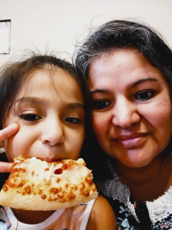 Pizza Friday with my shadow.