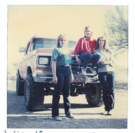 1985? Jodie (blue shirt) and my sister and mom