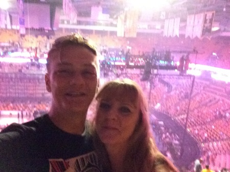 My son Jason and I at U2 concert Boston MA 