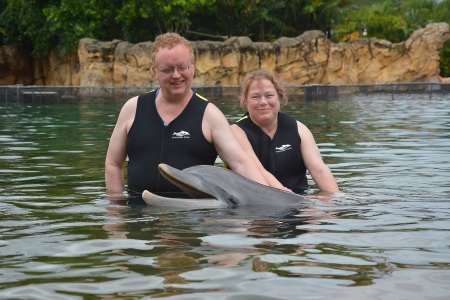 Swimming with dolphins at Discovery Cove, Fl