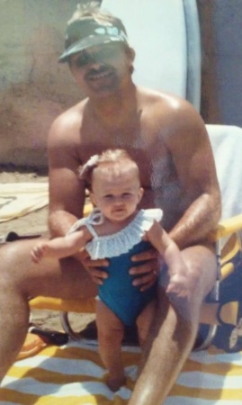 Catalina island 1985 with my one year old daug