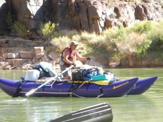 Setting up to run lava rapids Colorado river 