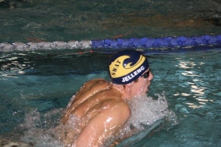 Stephen, breaststroking away