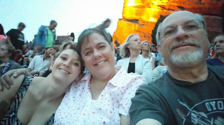 Daughter Kim, Wife Deb and me, Red Rocks concert