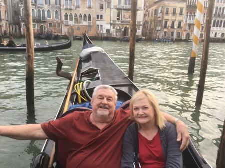 Grace and I in a gondola on the Grand Canal In