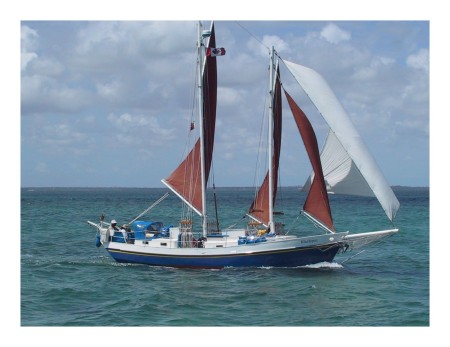 Teri and I sailing in the Sea of Abaco