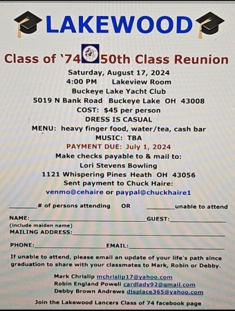 Lakewood High School Class of ‘74 Reunion