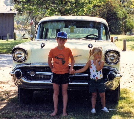 My 2 children Brad & Tarah infront of my 57 