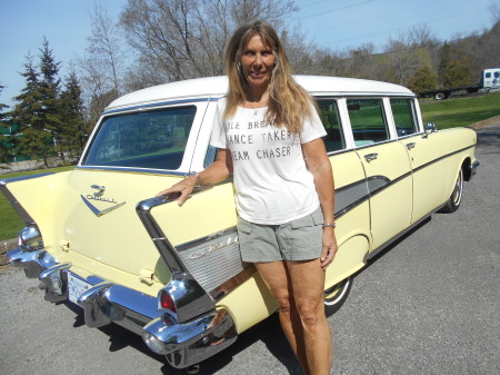 1957 Chev Surf Wagon with Elaine Tanner