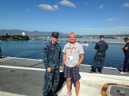 My son Alex and I on the USS Nimitz - Dec 2013