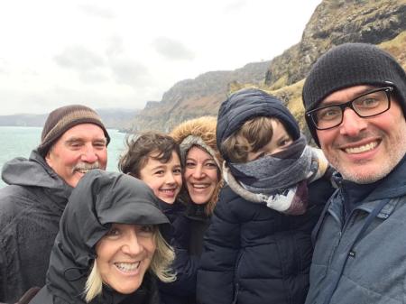 With daughter Alison and her family in Ireland