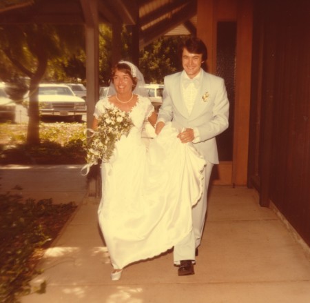 Leaving our wedding, 1978