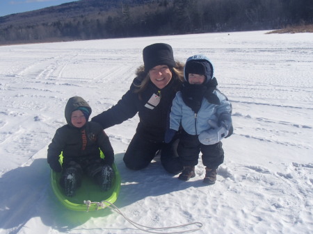 SLEDDING ON THE LAKE WITH MOMMY!!