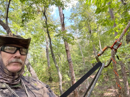 Back up in the trees, archery/deer season.