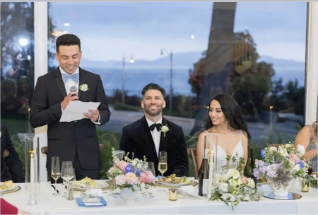 Zack giving his speech at his bro wedding 2023