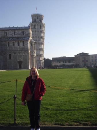 Me and the Leaning Tower of Pizza in Italy.