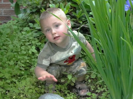 Grandson Caden, playing hide & seek.