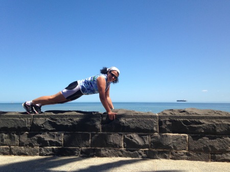 Planking it during a cycle ride along the coast