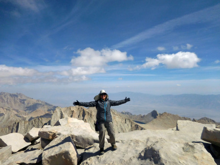 On the top of Mt. Whitney after finishing 211-mile solo thru-hike of the John Muir Trail.
