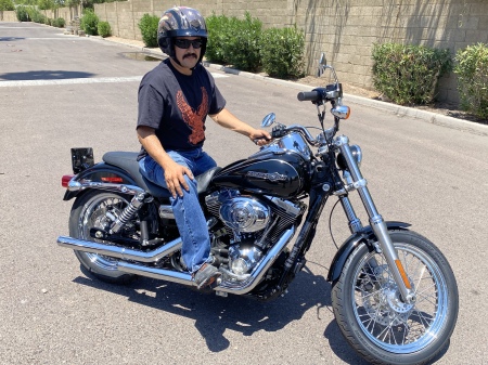 My wife son and his new Harley
