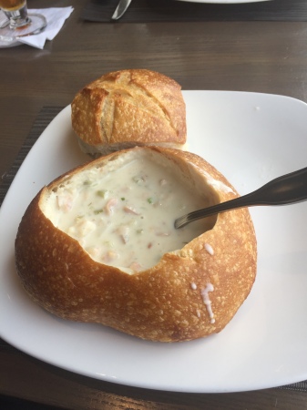 Bread bowl clam chowder, Fisherman's Wharf S