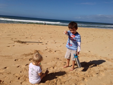 On the Beach with the Grandsons