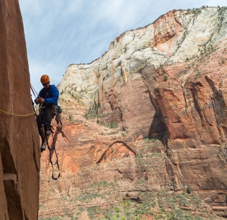 Nate climbing Zion