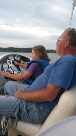 Swayer driving the boat , She did Great .