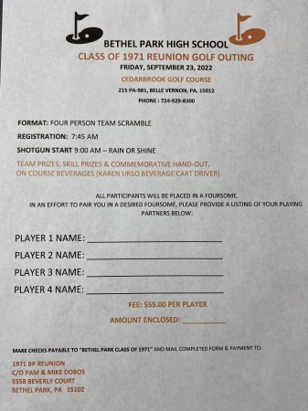 Golf  Registration Form