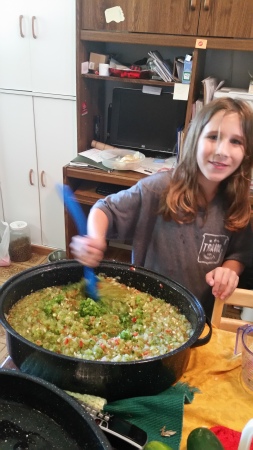 Addi making relish w/ Gramma D