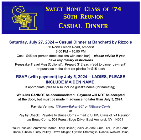 50th Reunion - Casual Dinner