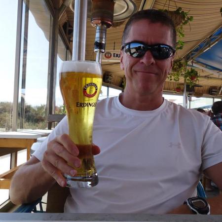 Canary Islands - Enjoying a beer with my son