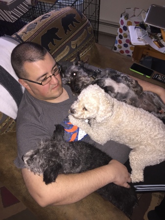 Our furbabies with daddy