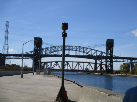 The lift bridge and the Skyway.