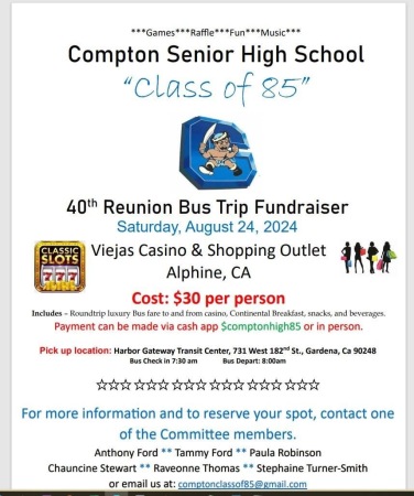 Reunion Bus Trip Fundraiser 