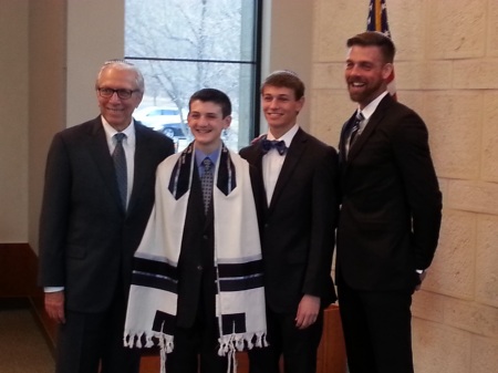 Sam's Bar Mitzvah 2014: Sam, Mitch, Aidan, me,