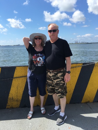 Stephan and Sue on ferry to Galveston