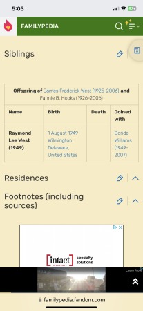 Ray West date & place of birth info