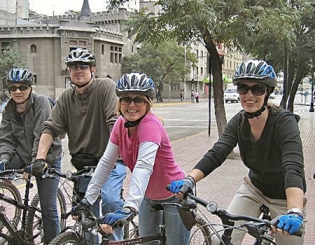 Riding bikes around Santiago, Chile