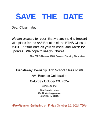 Piscataway High School 55th Class Reunion