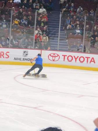 Cutting it hard at the Canuck game