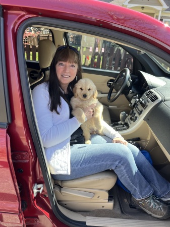 Jean loves her new puppy 