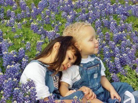 My daughter and son in Texas bluebonnets