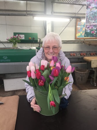 Sheila at the Tulip farm