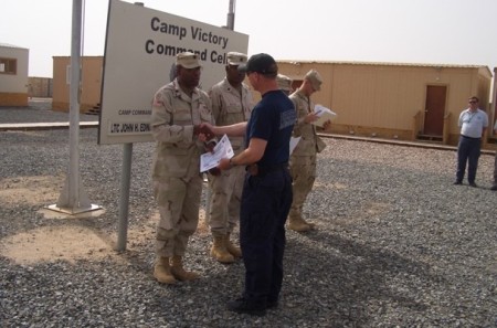 Receiving Award From Camp Commander.