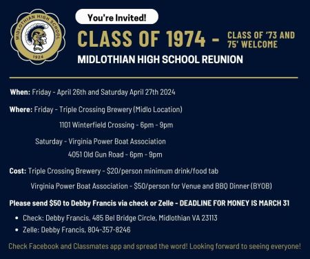 Midlothian High School Reunion 1974