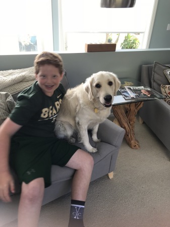 Youngest grandson and "grand-puppy"