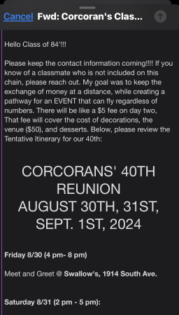 Corcoran High School 40th Reunion